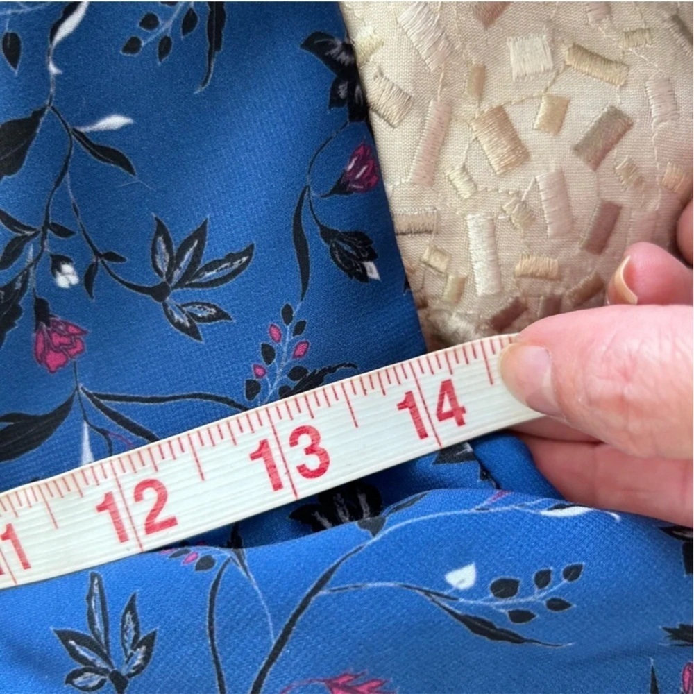 NWT $280 Love by Theia Women's Blue Chiffon Floral Cutout X-Back Dress Size 8 - Picture 12 of 13